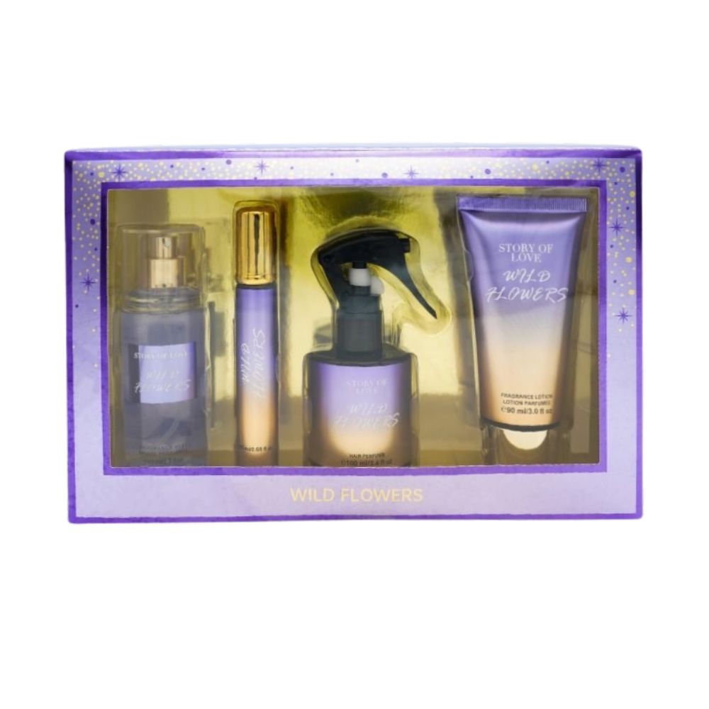 Gift box set Wild Flowers - hair perfume, fragrance lotion, eau de parfum, fragrance mist
