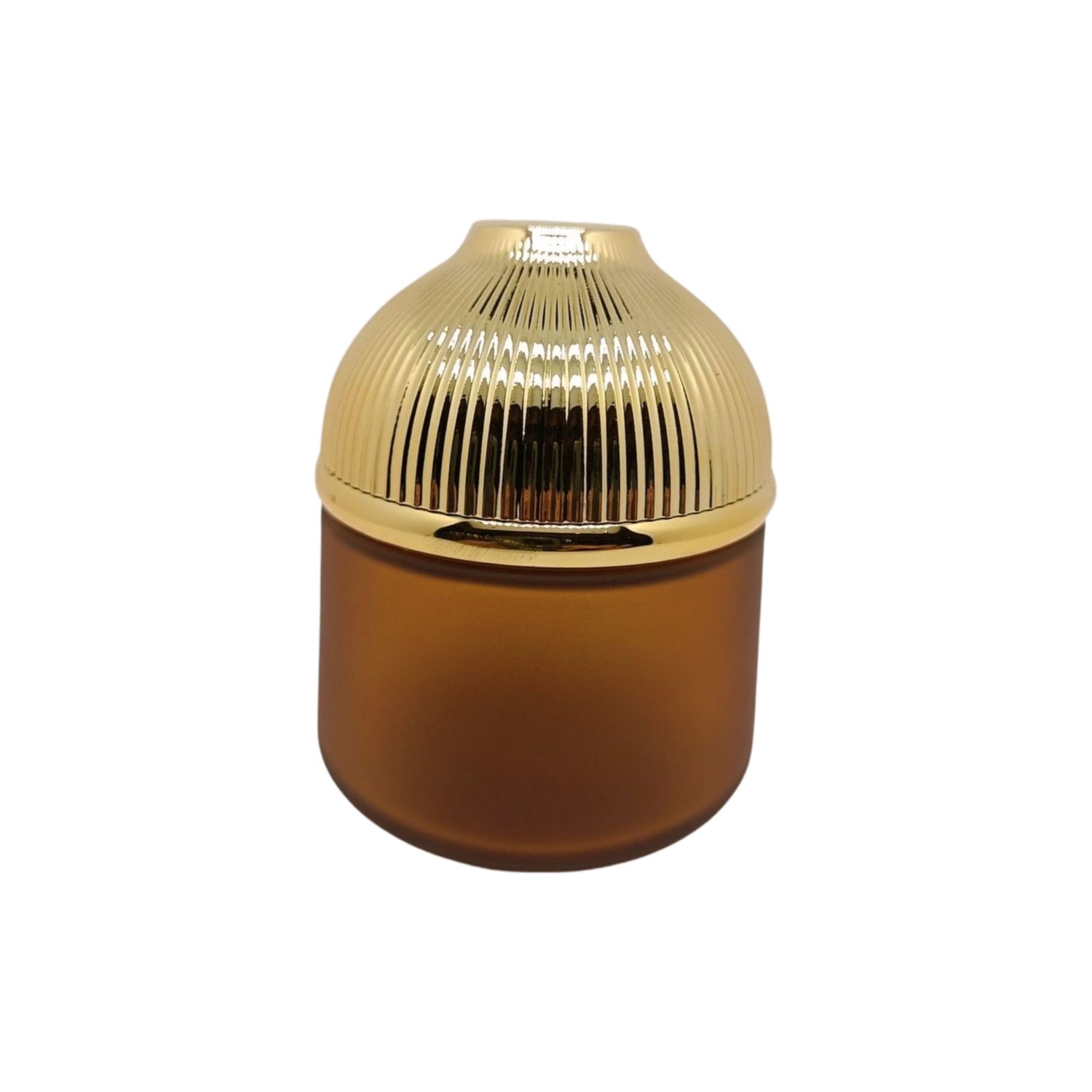 150ml Empty glass jar brown with gold dome lid - for oud chips, bakhoor etc