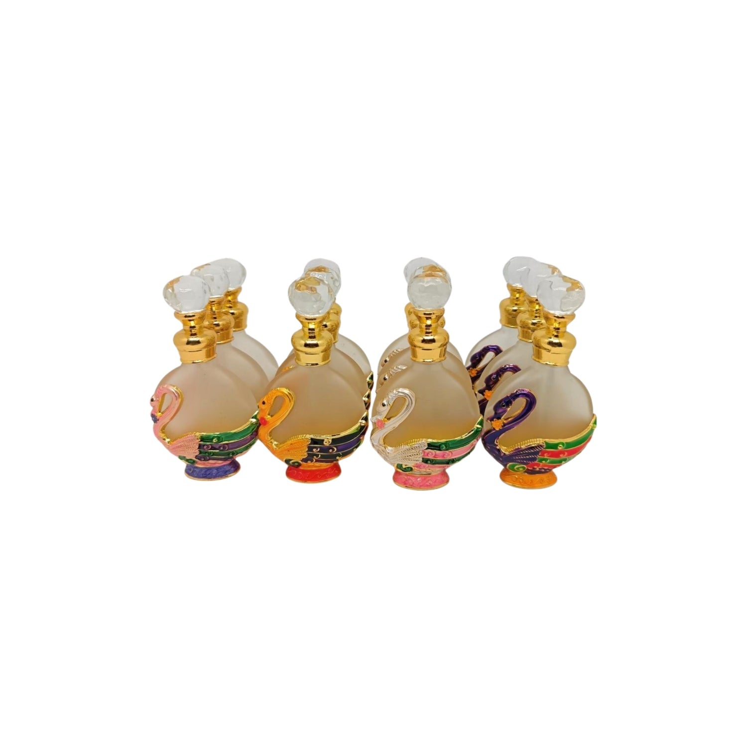 15ml empty gold painted bird design and frosted glass perfume oil bottle with stick applicator
