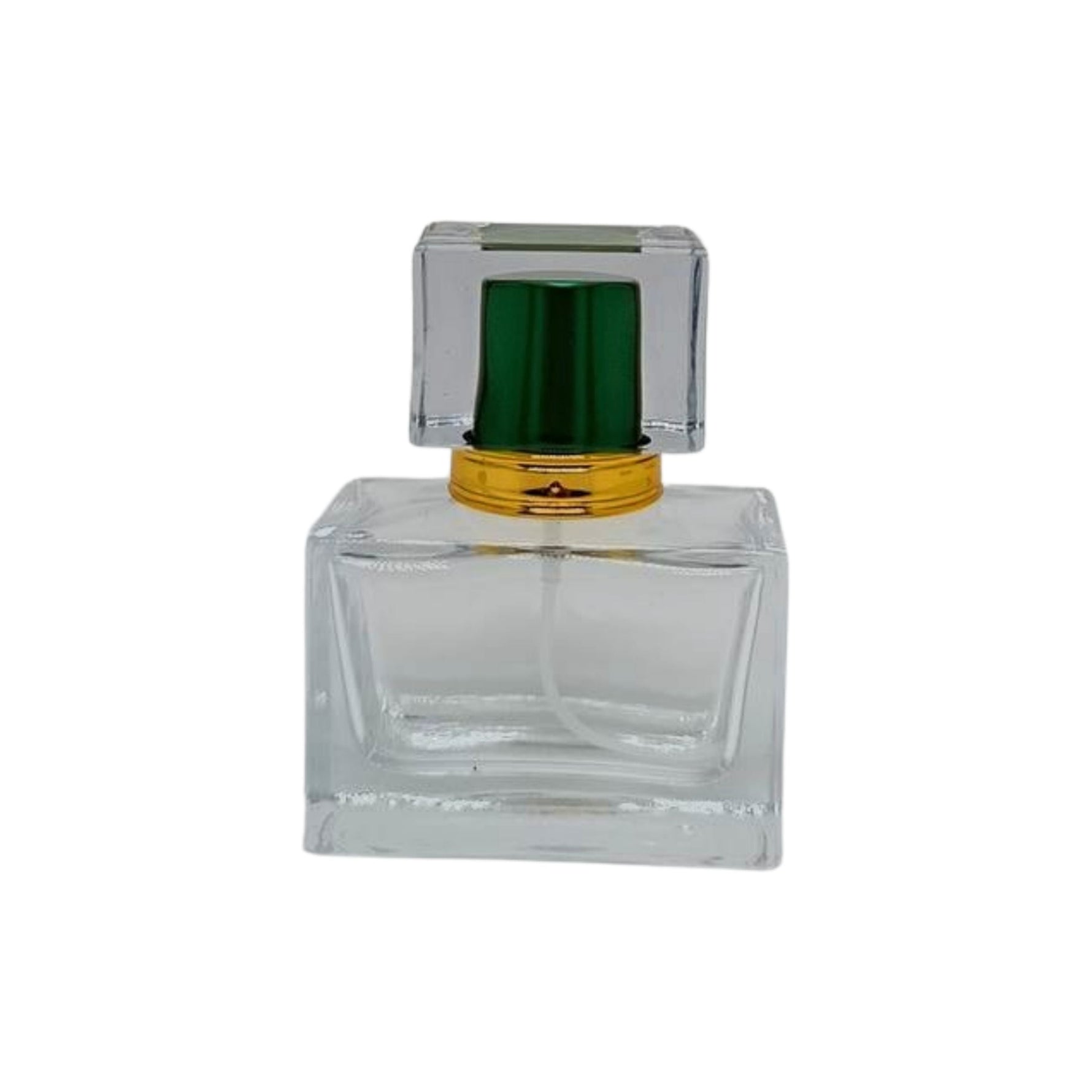 30ml clear glass cubic spray perfume bottle with matching clear and coloured lid in various colours - pack of 12