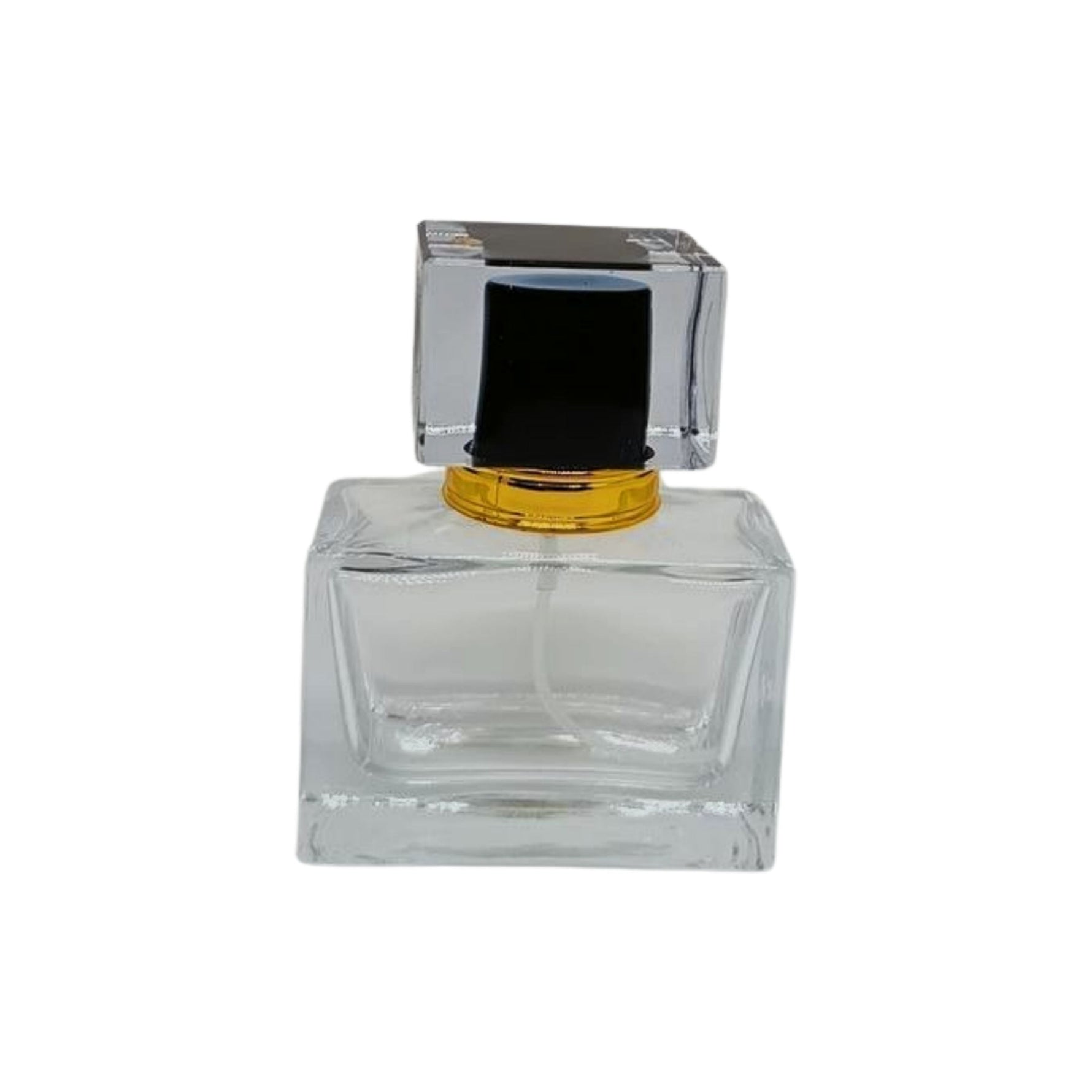 30ml clear glass cubic spray perfume bottle with matching clear and coloured lid in various colours - pack of 12