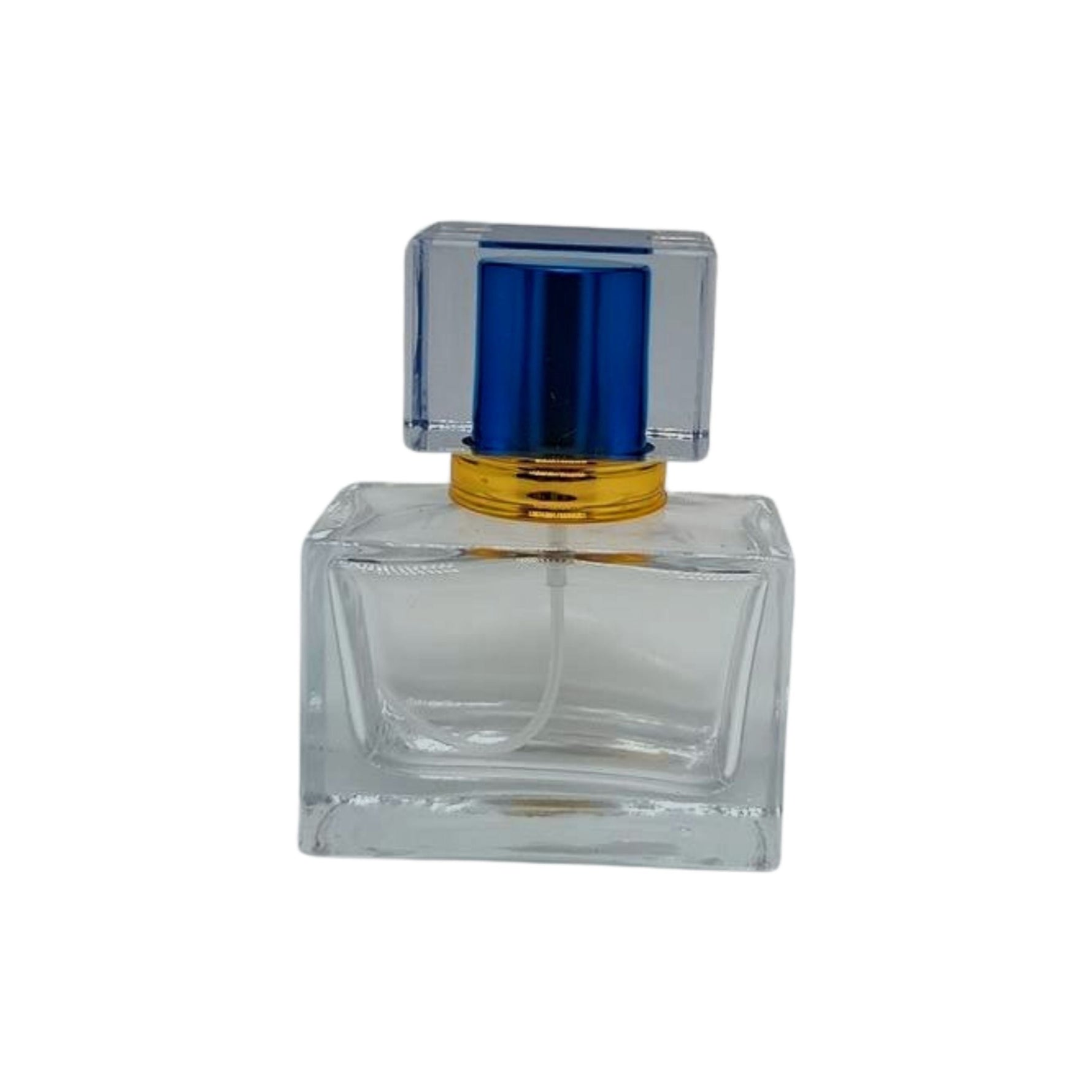 30ml clear glass cubic spray perfume bottle with matching clear and coloured lid in various colours - pack of 12