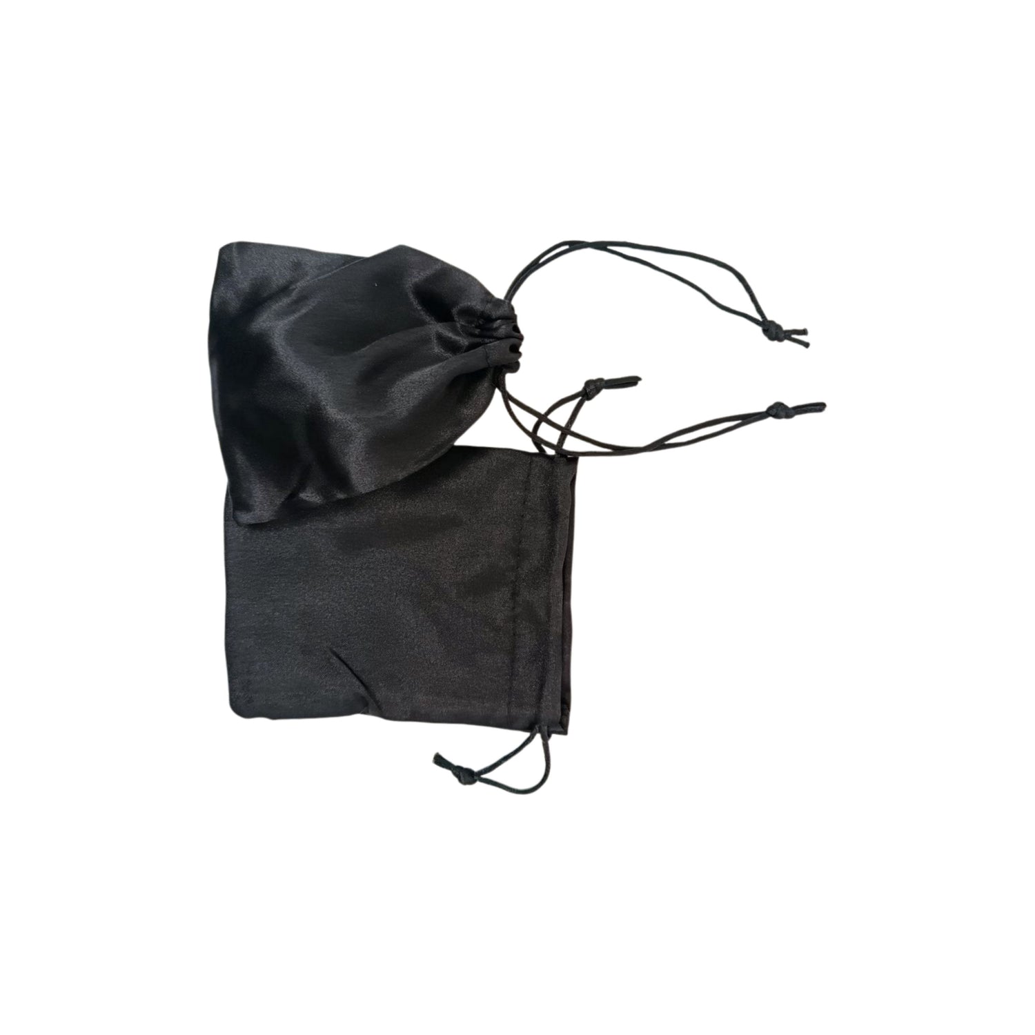 Satin gift pouches with matching ropes in black 3 size options - pack of 50/ 100