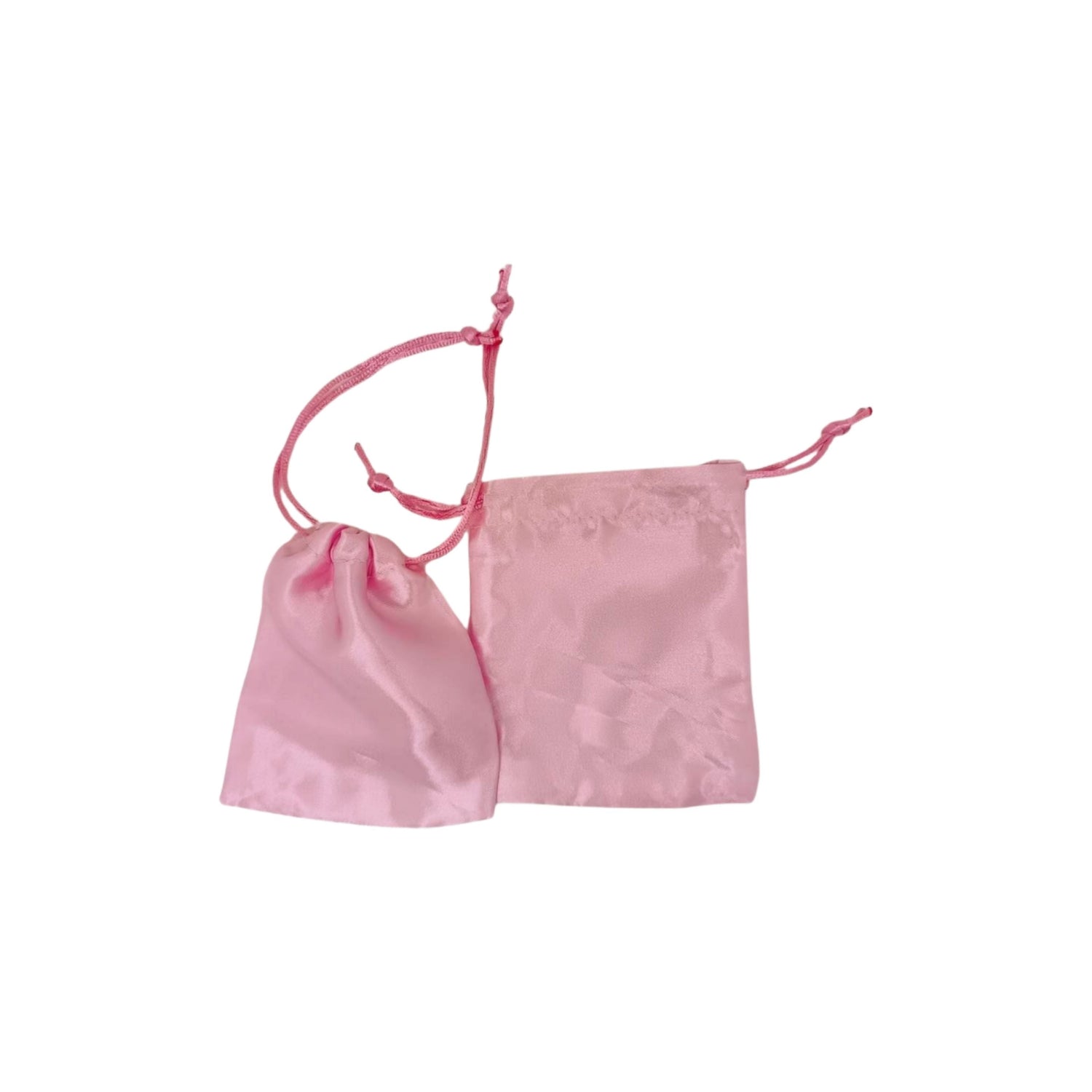Satin gift pouches with matching ropes in light pink 3 size options - pack of 50/ 100