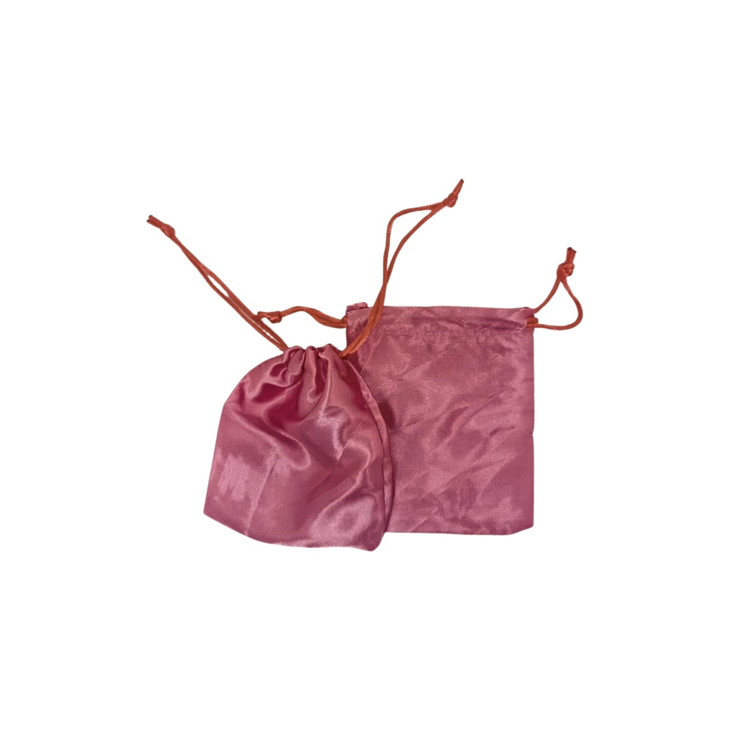 Satin gift pouches with matching ropes in dusty pink 3 size options - pack of 50/ 100