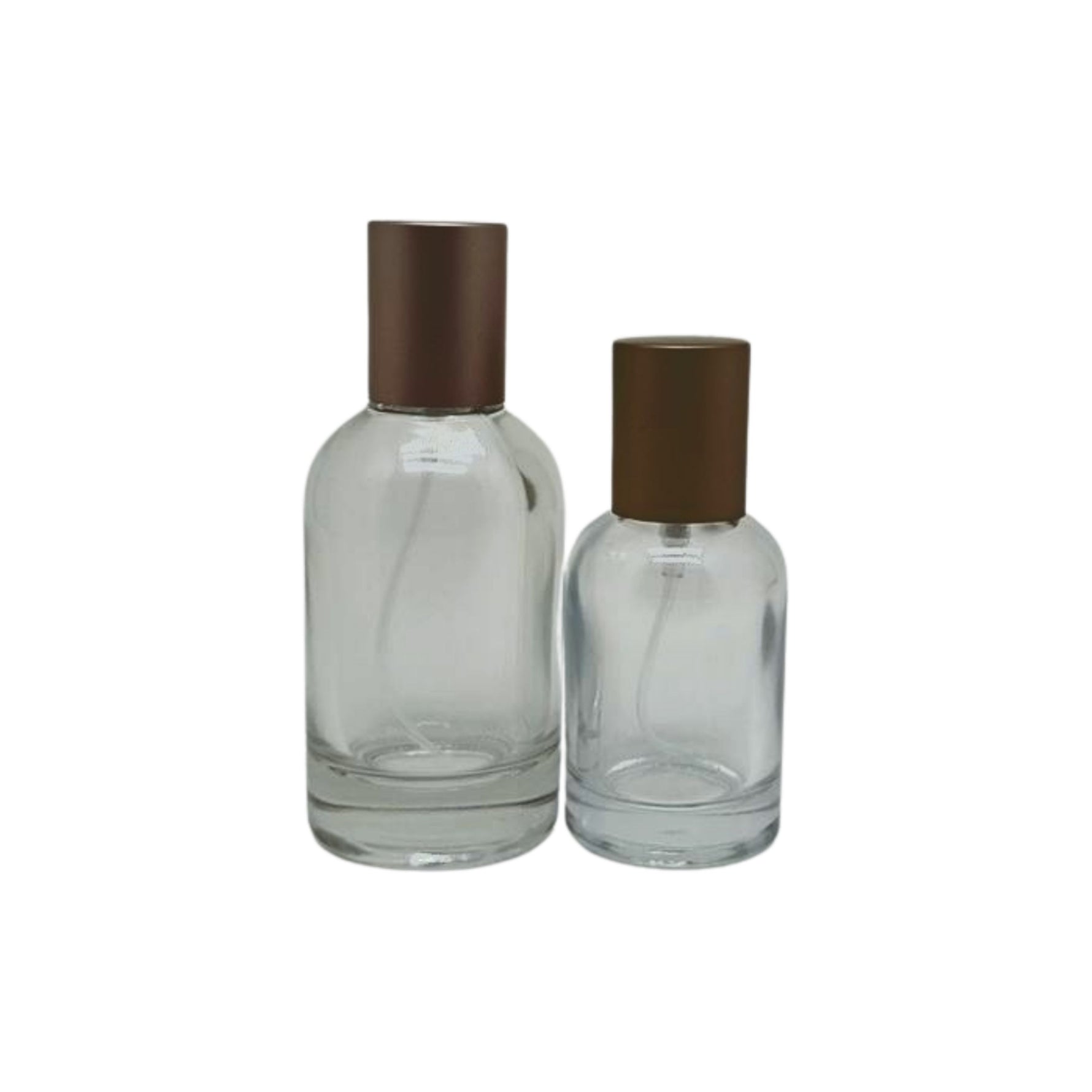 30ml or 50ml clear glass refillable spray perfume bottle with metallic lid
