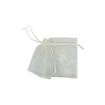 Organza gift pouches with matching ropes in white - pack of 100