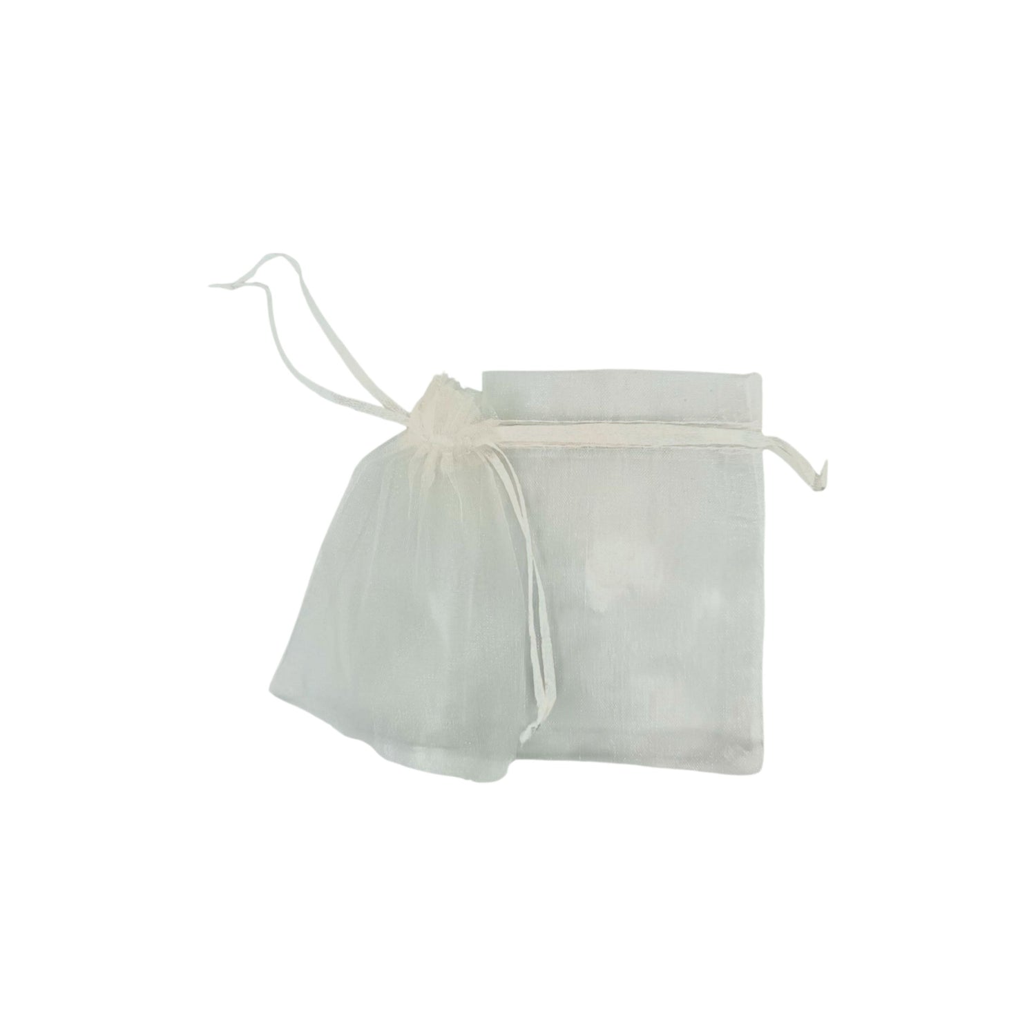 Organza gift pouches with matching ropes in white - pack of 100