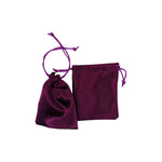 Satin gift pouches with matching ropes in dark purple 3 size options - pack of 50/ 100