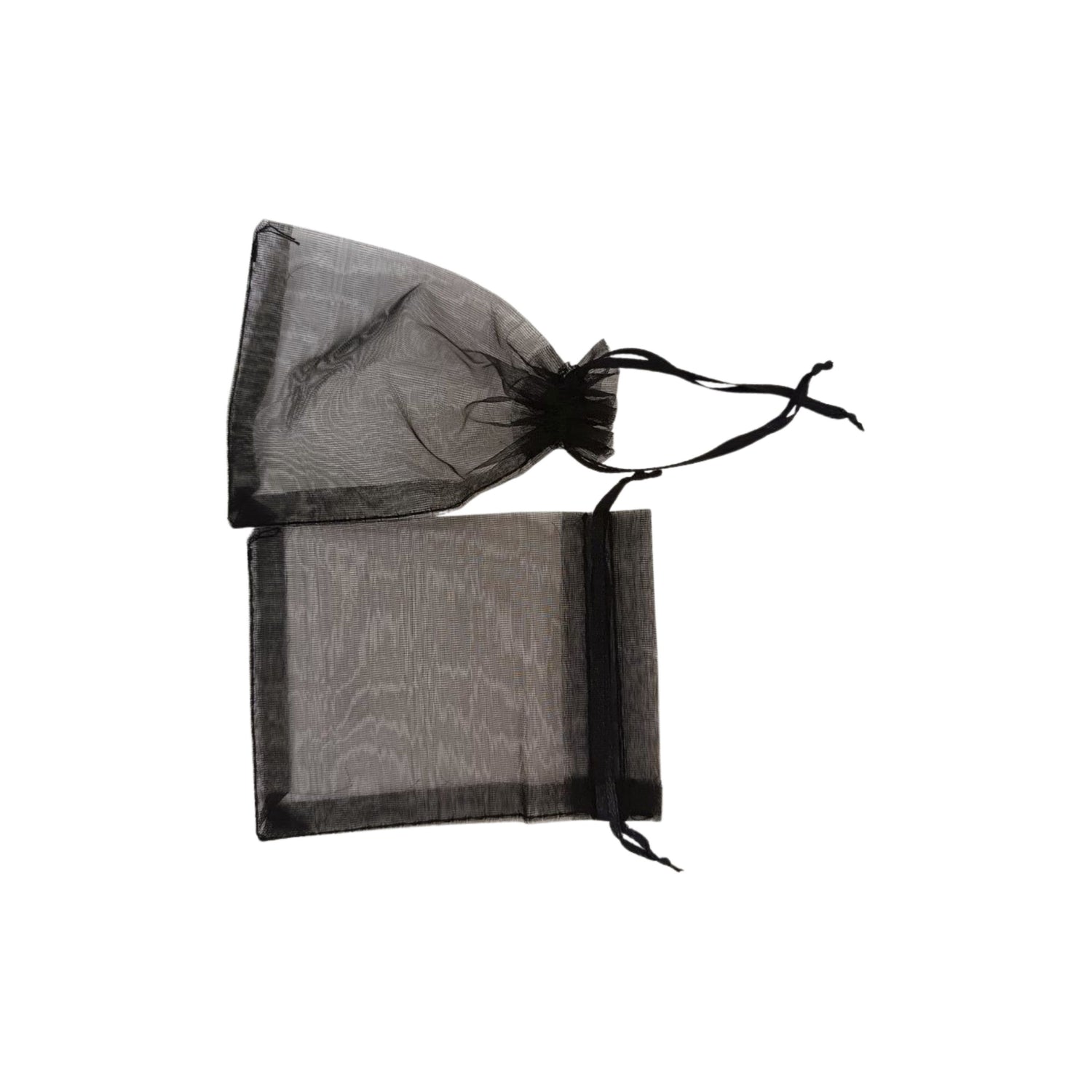 Organza gift pouches with matching ropes in black - pack of 100