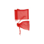 Organza gift pouches with matching ropes in red - pack of 100