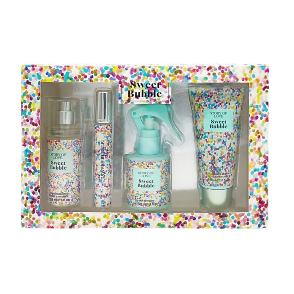 Gift box set Sweet Bubble - hair perfume, fragrance lotion, eau de parfum, fragrance mist