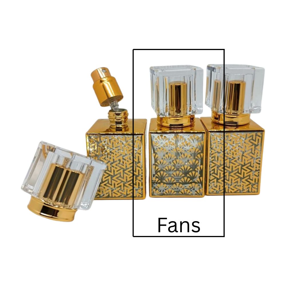 30ml clear glass gold geometric design refillable cubic spray perfume bottle
