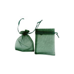 Organza gift pouches with matching ropes in dark green - pack of 100