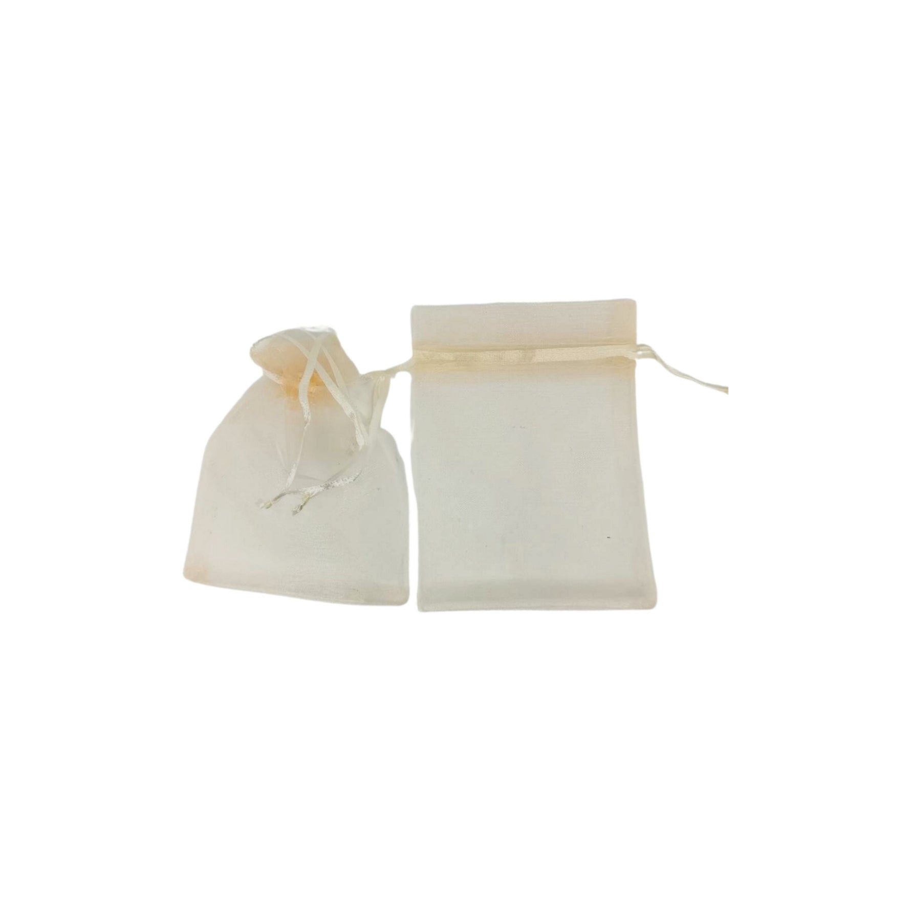 Organza gift pouches with matching ropes in ivory cream - pack of 100