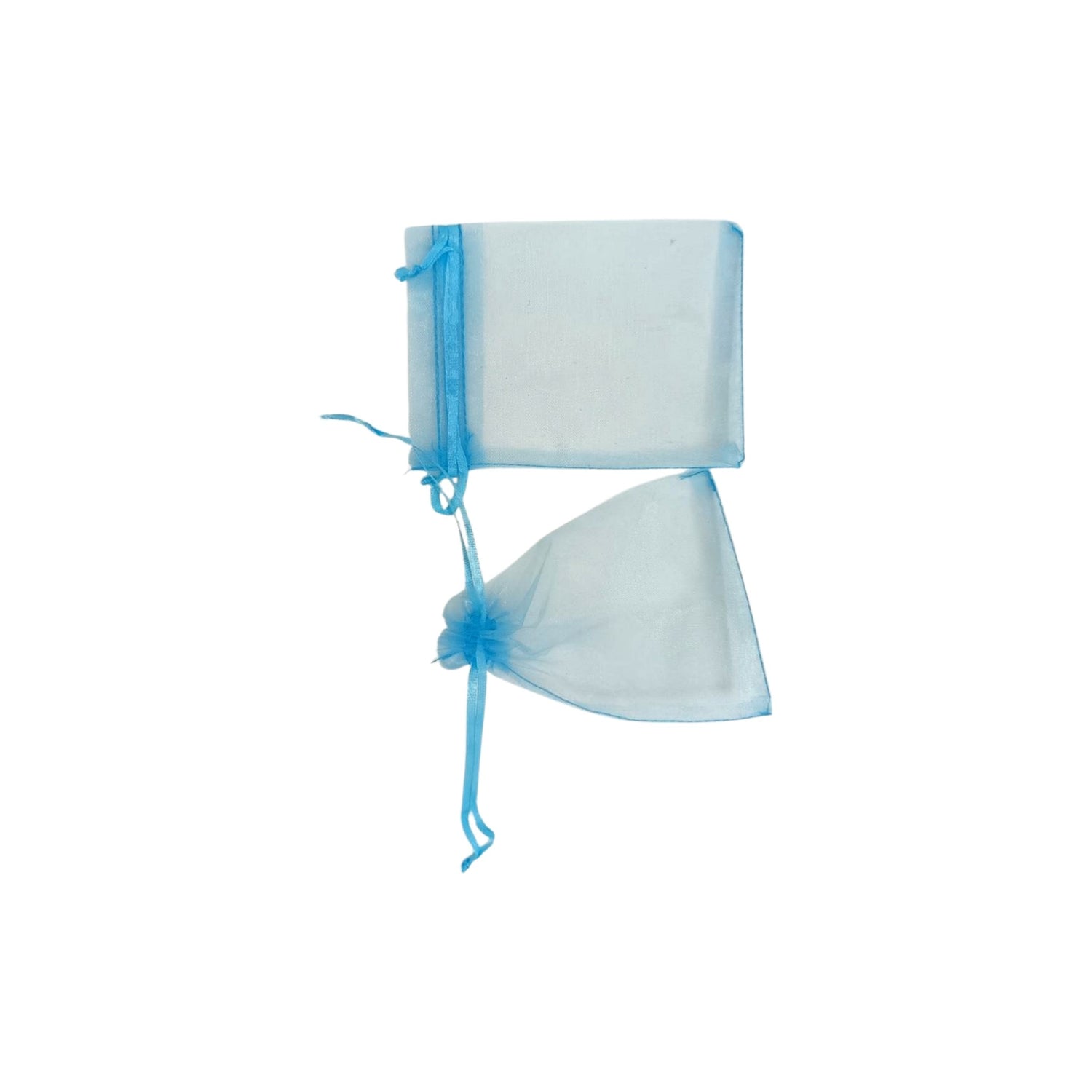 Organza gift pouches with matching ropes in blue - pack of 100