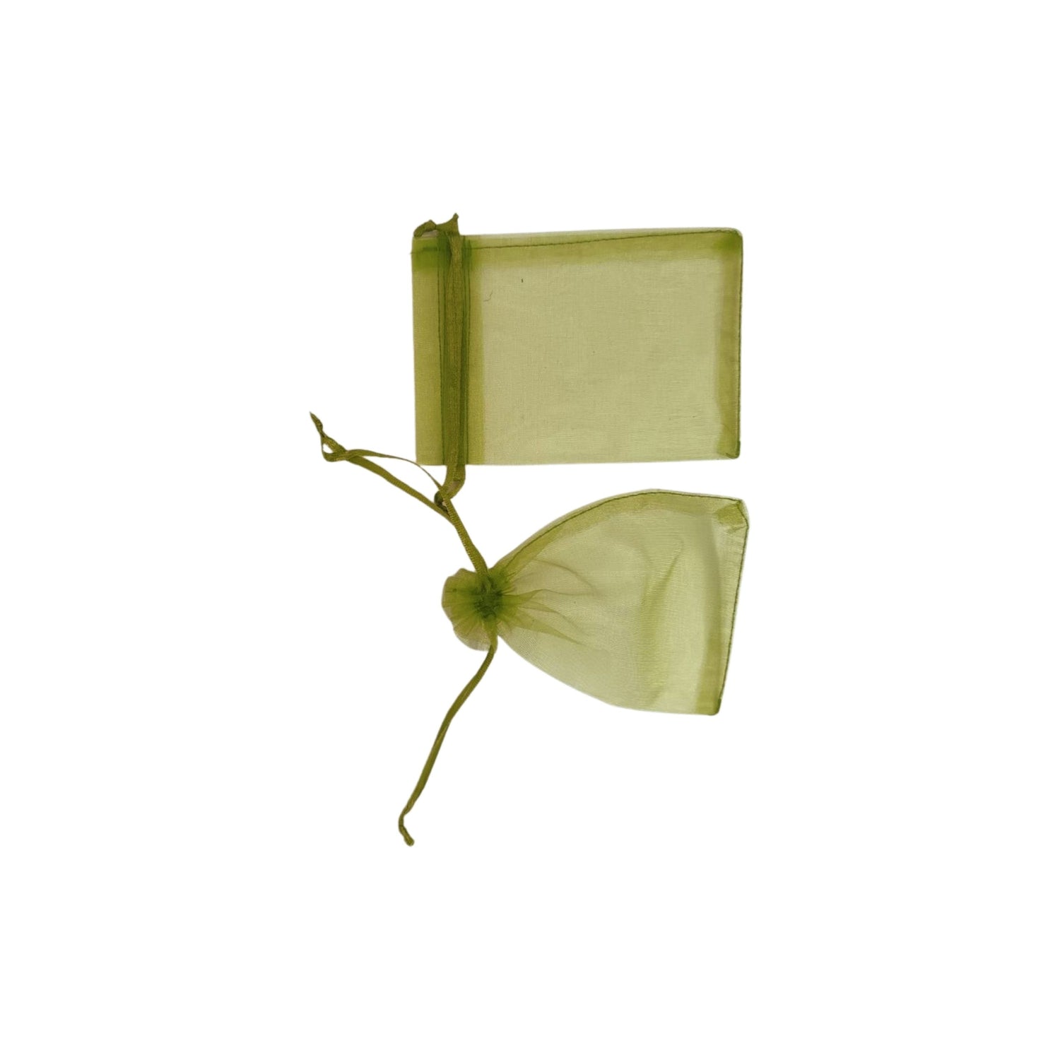 Organza gift pouches with matching ropes in green - pack of 100