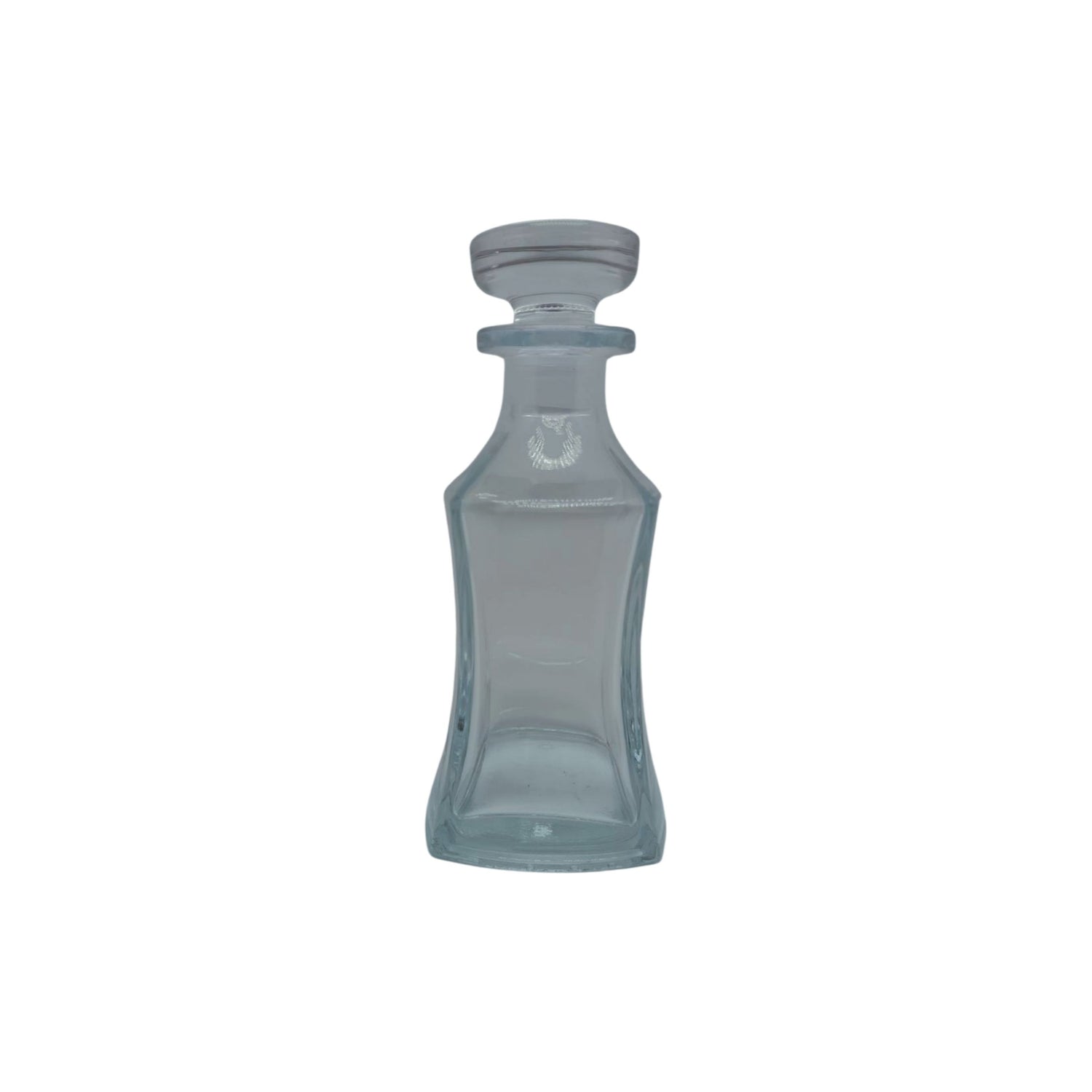 150 ml plain clear glass perfume decanter bottle with flat glass stopper lid