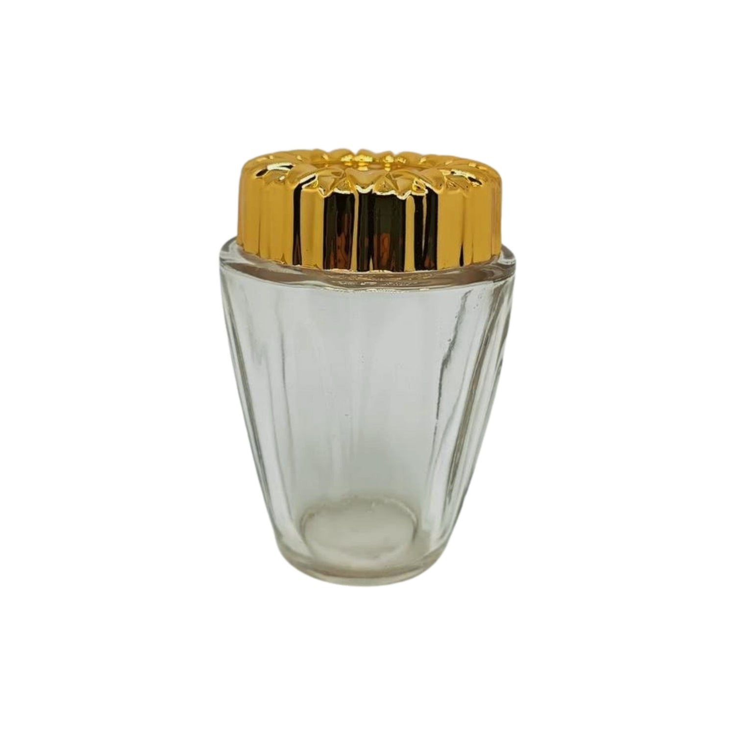 100g empty clear glass jar with golden lid - for cosmetics, oud chips, bakhoor etc