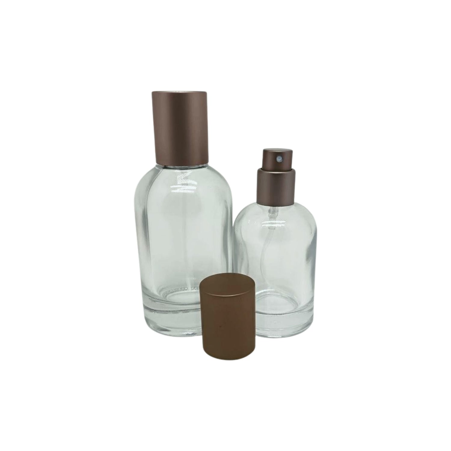 30ml or 50ml clear glass refillable spray perfume bottle with metallic lid