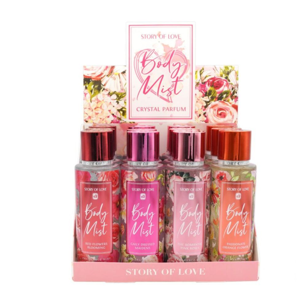 Pack of 12 250ml Crystal perfume shimmer body fragrance mist