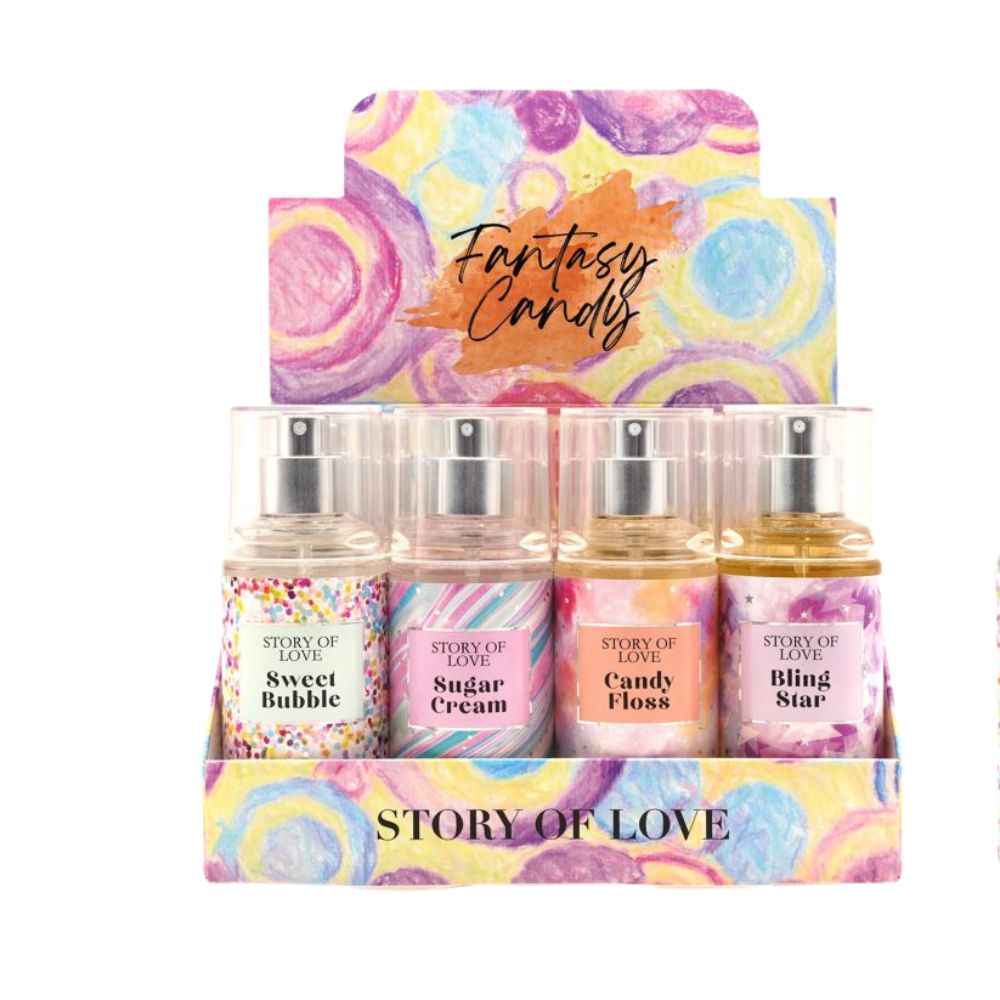 Pack of 12 88ml Fantasy candy body fragrance mist