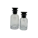 30ml 50ml clear glass refillable spray perfume bottle with black lid LV type