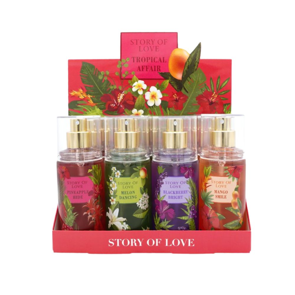 Pack of 12 88ml Tropical Affair body fragrance mist