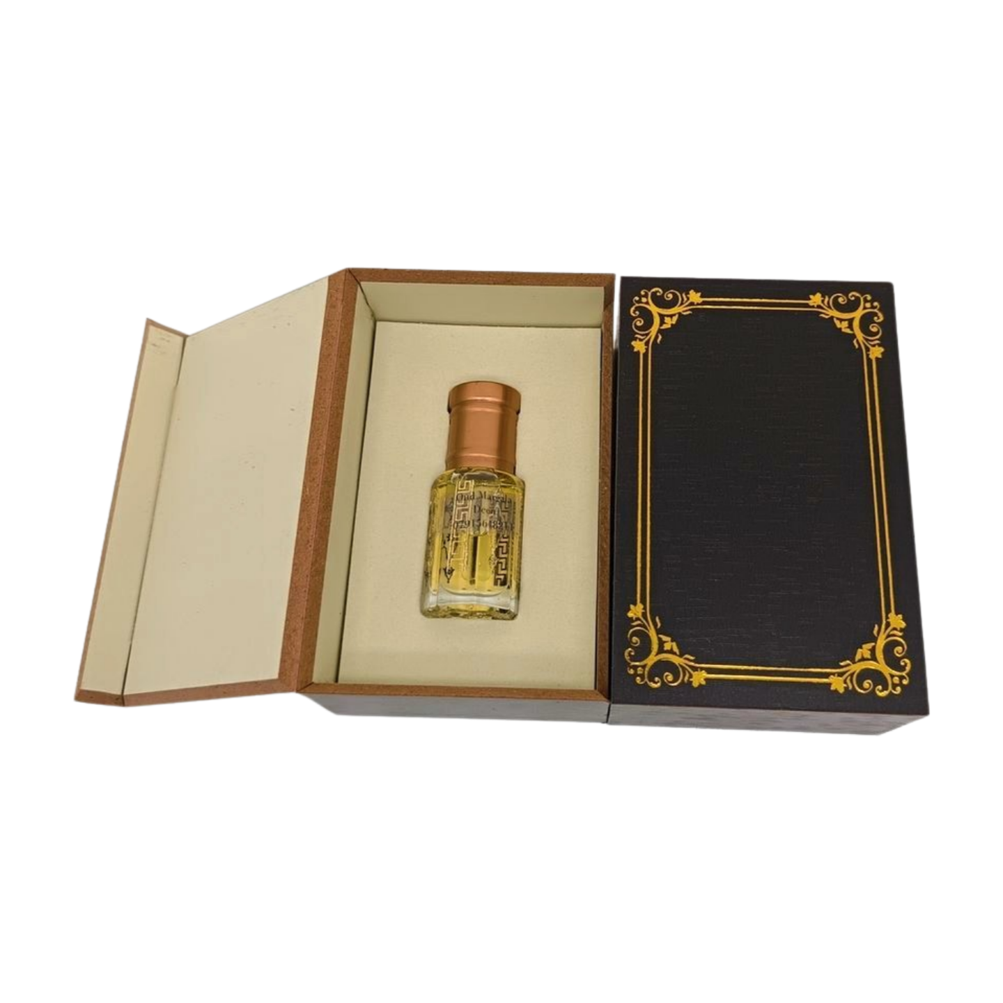 black perfume oil gift box with gold decoration 3ml 6ml 12ml