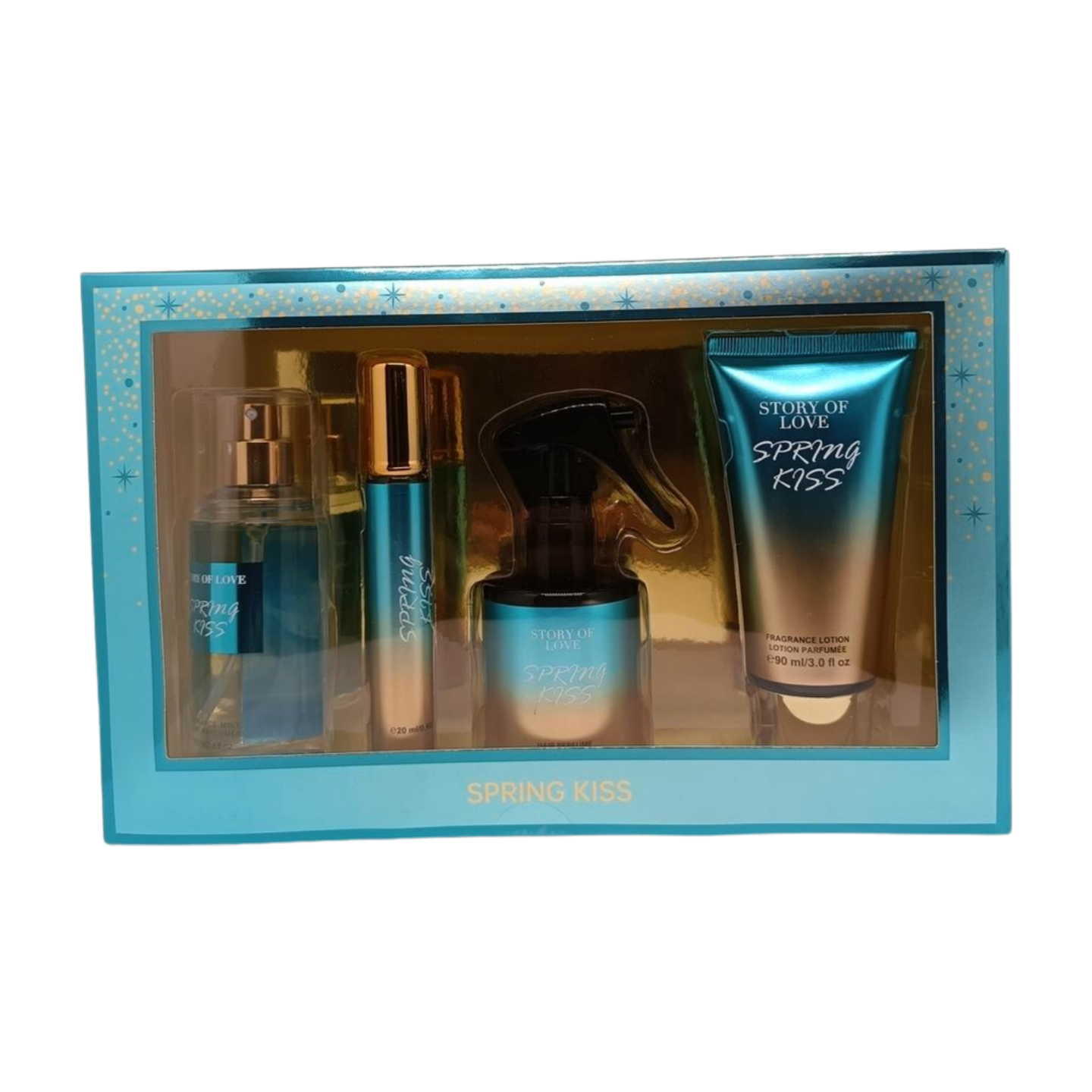 Gift box set Spring Kiss - hair perfume, fragrance lotion, eau de parfum, fragrance mist