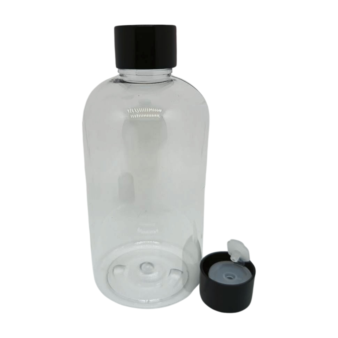 250ml clear plastic bottles with black lid and stopper for cosmetics - pack of 12