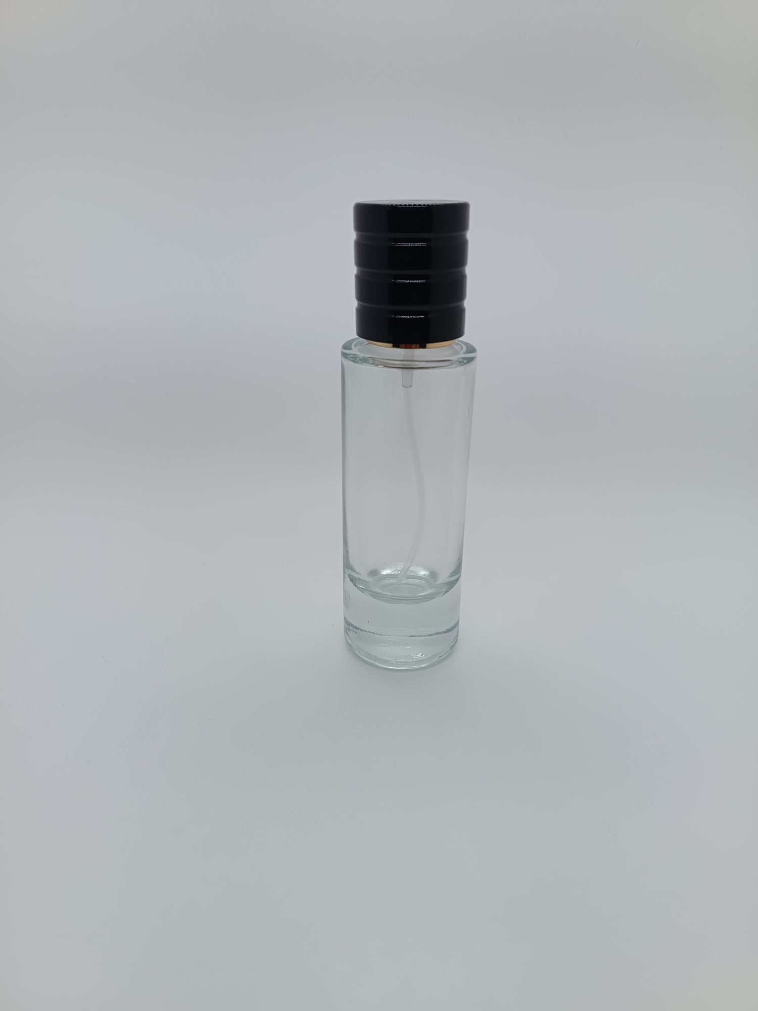 Empty perfume bottle screw cap black lid 30ml