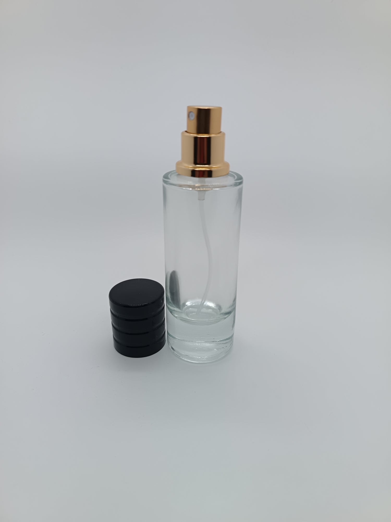 Empty perfume bottle screw cap black lid 30ml