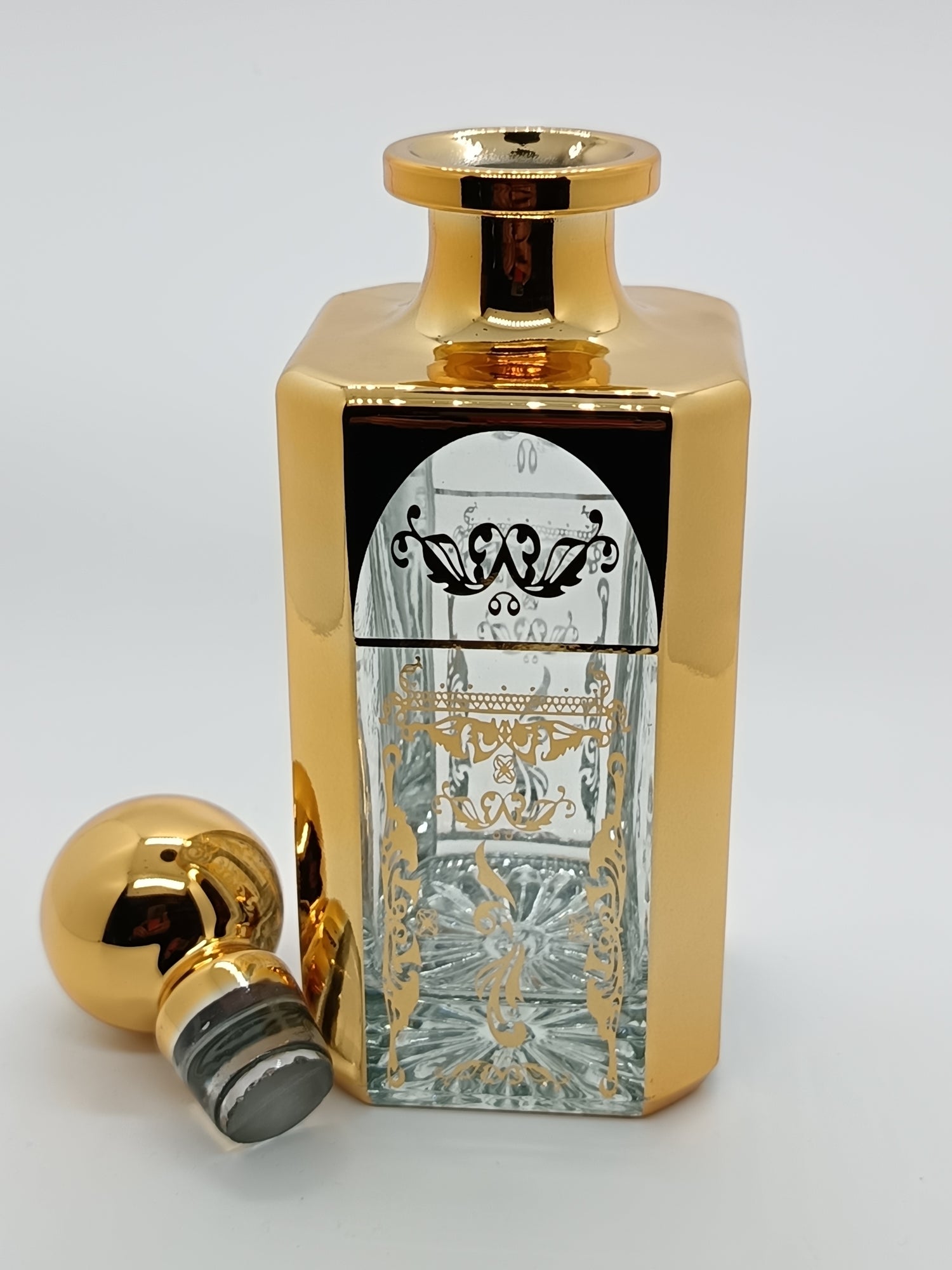 Gold design fancy perfume oil decanter 250ml