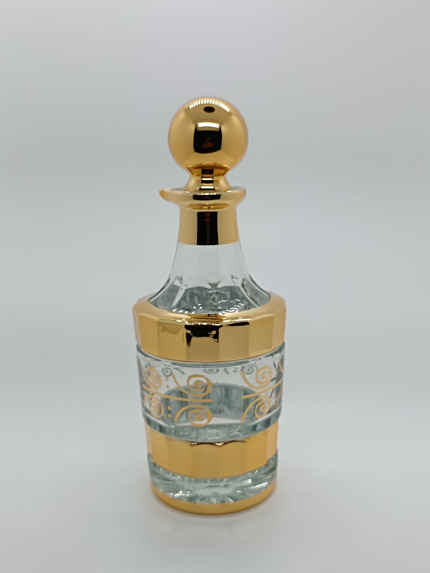 Gold design fancy perfume oil decanter 250ml round