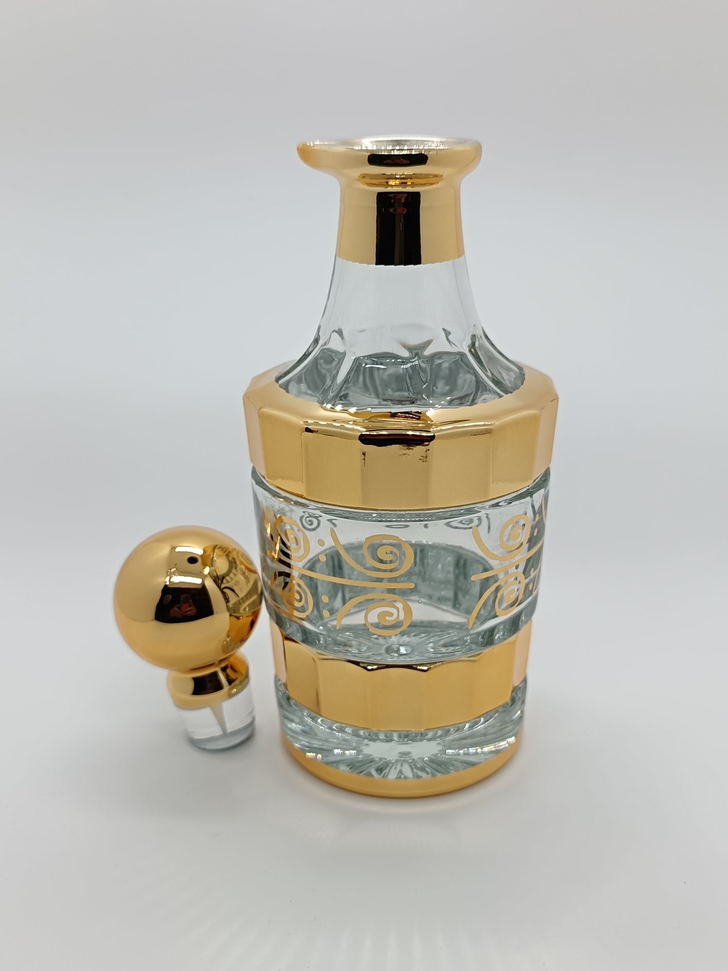 Gold design fancy perfume oil decanter 250ml round