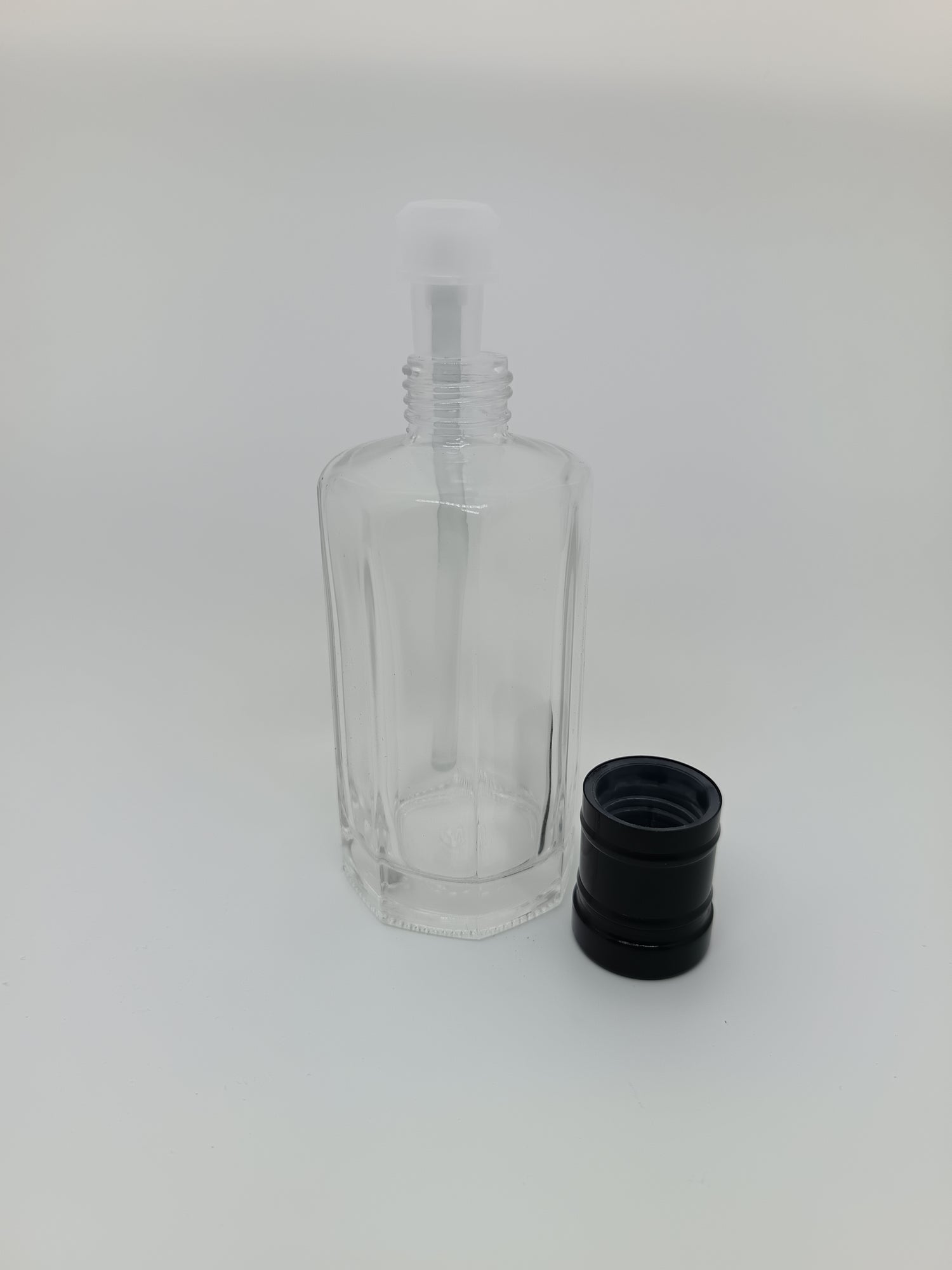 Hexagon perfume oil bottle stick applicator black lid 100ml