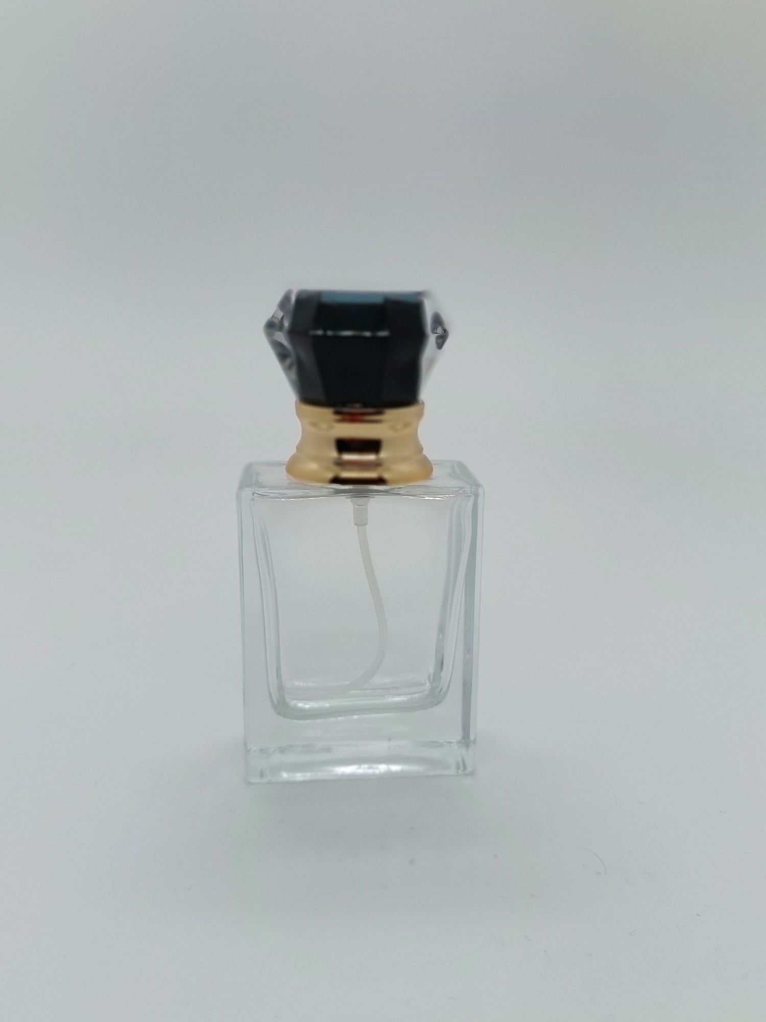 Empty spray perfume bottle gold black lid - crimp cap 30ml