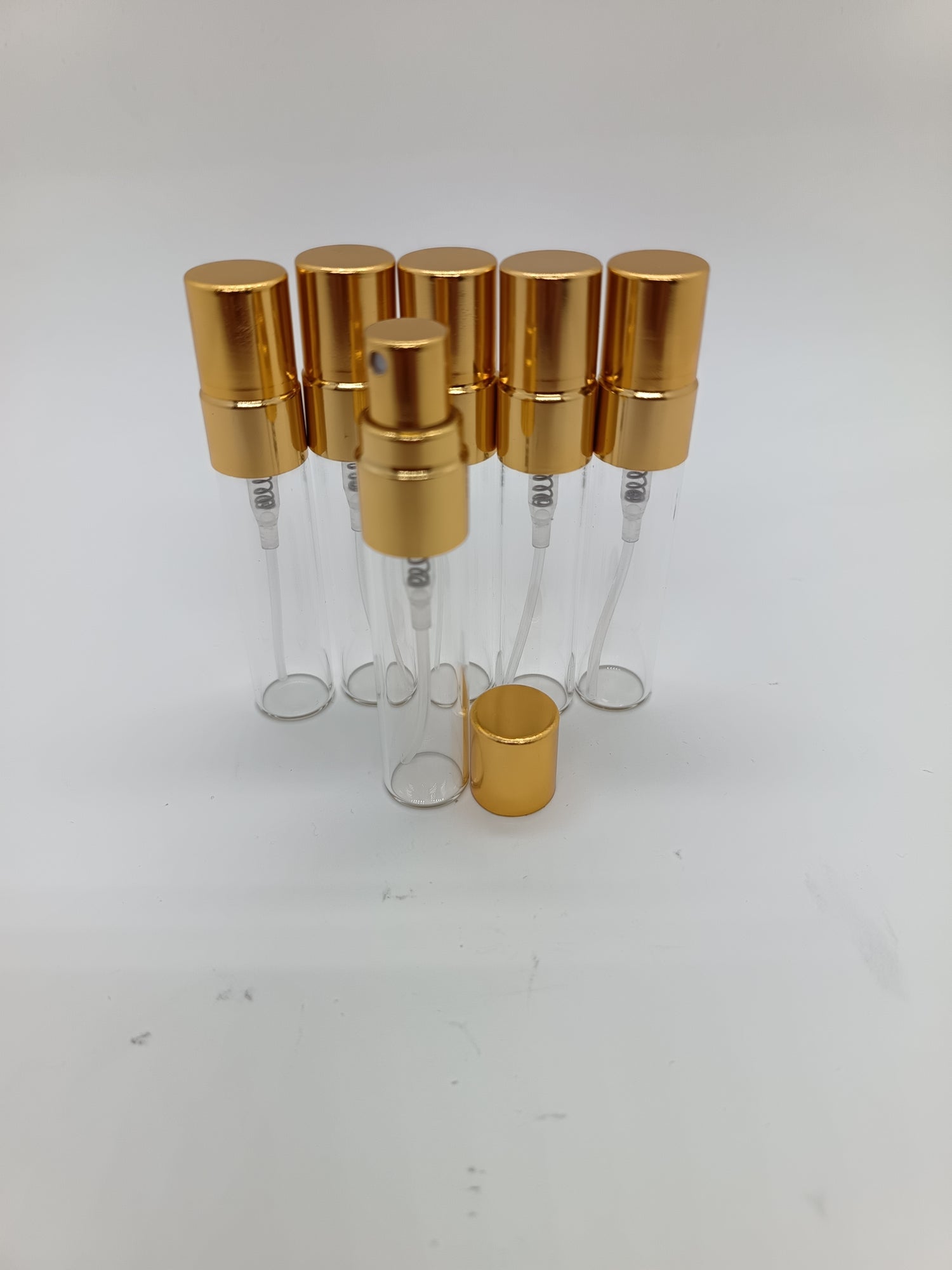 Glass spray bottles with gold lid 5ml pack of 12
