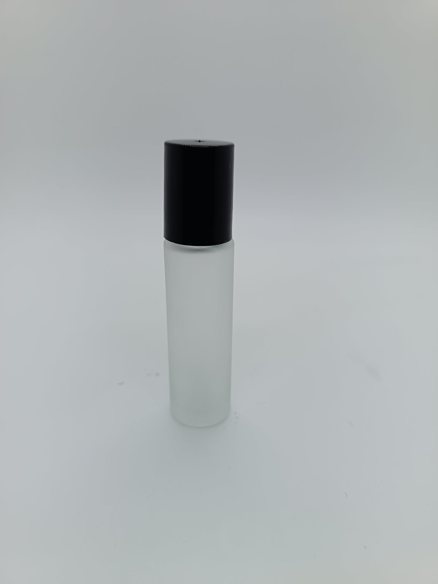Frosted glass perfume oil bottle metal roller black lid 10ml pack of 12