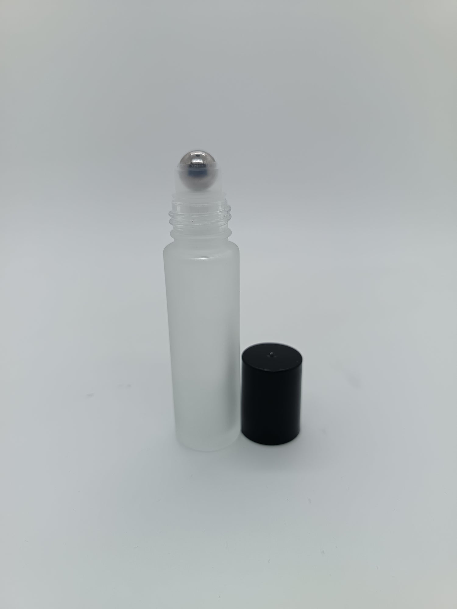 Frosted glass perfume oil bottle metal roller black lid 10ml pack of 12