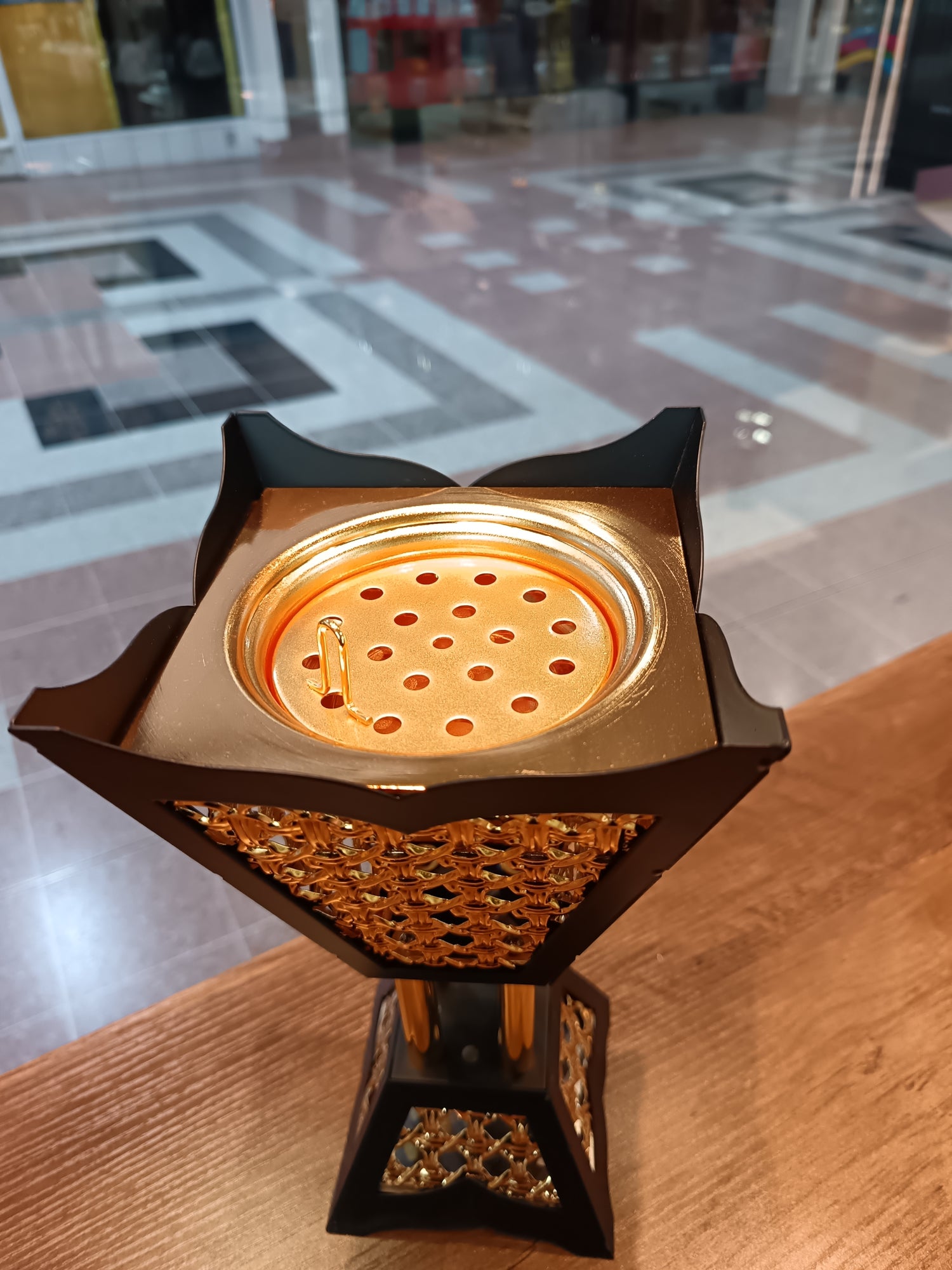 Black gold bakhoor burner open design 25cm